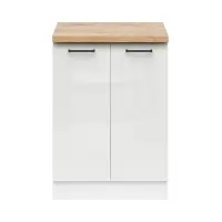 Mueble de cocina inferior Junona Line 60 cm brillo tiza con encimera