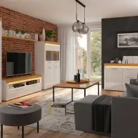 Mueble RTV Horton 166 cm con 2 cajones blanco/roble dorado grandson