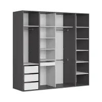 Armario modular Flex 220 cm corredero grafito/negro brillo