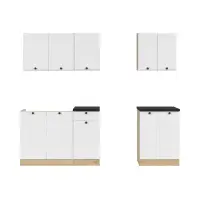 Conjunto de cocina Junona Line A 180 cm blanco con encimera