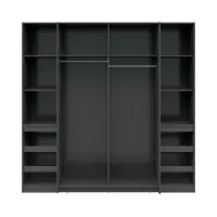 Armario de puertas correderas Fabio 215 cm con cajones grafito/roble artisan