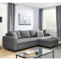 Sofá rinconera universal Twist New desplegable con arcón gris