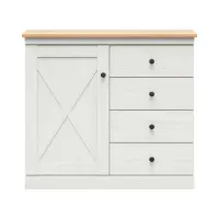 Cómoda Frija 103 cm con puertas y 4 cajones pino andersen blanco