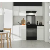 Conjunto de cocina Junona Line 180 cm blanco brillo sin encimera