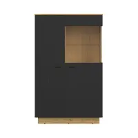 Vitrina Zenda 91 cm con 2 puertas roble waterford/negro