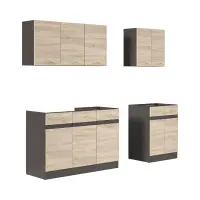 Conjunto de cocina Junona Line A 180 cm roble sonoma sin encimera