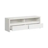 Mueble RTV Kaspian 143 cz con 2 cajones y un estante blanco