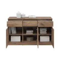 Cómoda Saturn 135 cm con 3 puertas y 3 cajones roble flagstaff oscuro