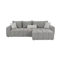 Sofá rinconera derecho Chill_Me convertible con arcón, chenilla gris