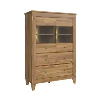 Vitrina Bergen 102 cm con 2 puertas y 2 cajones alerce sibiu dorado