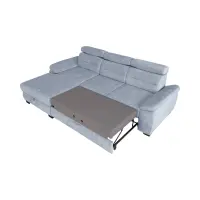 Sofá rinconera izquierdo Aguda convertible con arcón azul