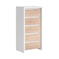 Cómoda Kaspian 56 cm con 5 cajones blanco/roble sonoma