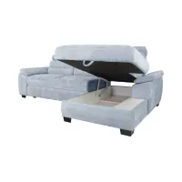 Sofá rinconera derecha Aguda convertible con arcón azul