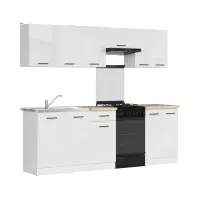 Кухонний гарнітур Junona Line 230 см крейдяний глянець зі стільницею