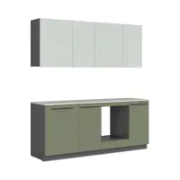 Conjunto de cocina Milino Small 210 cm verde con encimera