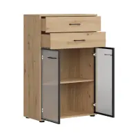 Estantería Space Office 80 cm con 2 puertas y 2 cajones roble artisan