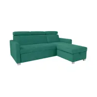 Sofá rinconera universal Brico convertible con arcón terciopelo verde