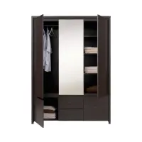 Armario de cinco puertas Kaspian 153 cm con espejo y cajones wenge