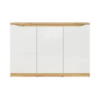 Aparador Nuis 135 cm de tres puertas roble wotan/blanco brillo
