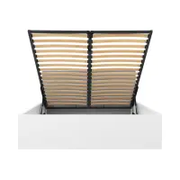 Cama Tetrix 160x200 con somier, contenedor y cabecero tapizado blanco brillo