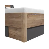 Cama Saturn 140x200 con 3 cajones roble flagstaff oscuro/grafito