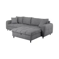 Sofá rinconera universal Twist New desplegable con arcón gris