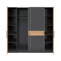 Armario de puertas correderas Fabio 215 cm grafito/roble artisan