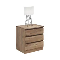 Mesita de noche Saturn 45 cm con 3 cajones roble flagstaff oscuro