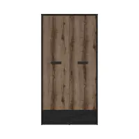 Armario de dos puertas Kassel 100 cm con cajón roble monastery/roble negro