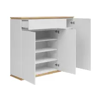 Cómoda Yamael 135 cm con 3 puertas y un cajón roble artisan/blanco
