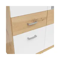 Armario de dos puertas Brando-2 91 cm con espejo y cajones roble artisan/blanco