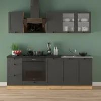 Conjunto de cocina Junona Line 220 cm grafito con encimera