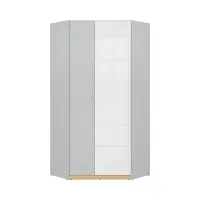Armario de esquina Nandu 93x93 cm gris claro/roble polaco/blanco brillo