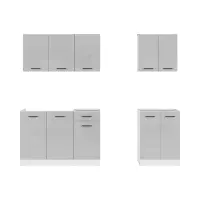 Conjunto de cocina Junona Line A 180 cm gris claro brillo sin encimera