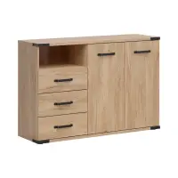 Cómoda Lara 130 cm con 2 puertas 3 cajones y estante fresno belarus