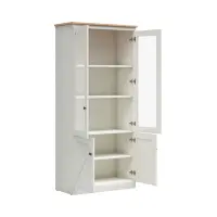 Витрина Frija 93 см с 4 дверцами сосна андерсен белая