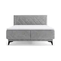 Cama continental Zalea 160x200 con almacenamiento gris