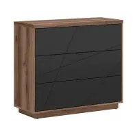 Cómoda Forn 106 cm con 3 cajones roble delano oscuro/negro mate