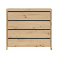 Cómoda Larios 105 cm con 4 cajones roble artisan/negro