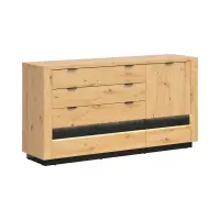 Cómoda Ostia 161 cm con puertas y 4 cajones roble artisan/roble negro