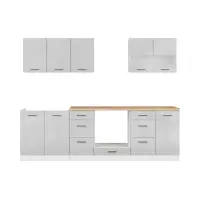 Кухонний гарнітур Junona Line 260 см світло-сірий глянець зі стільницею