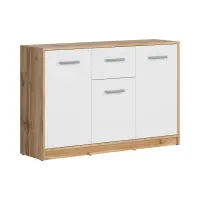 Cómoda Matos 119 cm con 3 puertas y un cajón roble wotan/blanco