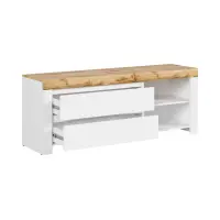 Mueble RTV Holten 156 cm con 2 cajones blanco brillo