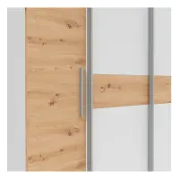 Armario de puertas correderas Fabio 215 cm blanco/roble artisan