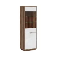 Vitrina Forn 64 cm con 2 puertas roble delano oscuro/blanco brillo