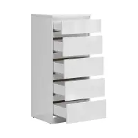 Cómoda Tetrix 50 cm con 5 cajones blanco brillo