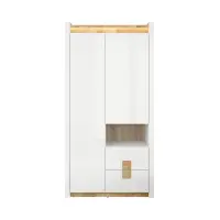 Armario de dos puertas Alameda 102 cm con cajones blanco brillo/roble westminster