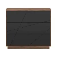 Cómoda Forn 106 cm con 3 cajones roble delano oscuro/negro mate