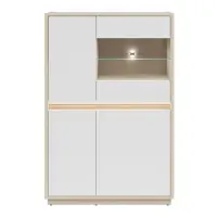 Vitrina Kim con 4 puertas roble riva claro/blanco