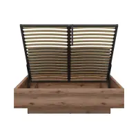 Cama Forn 160x200 con somier y contenedor roble delano oscuro/negro